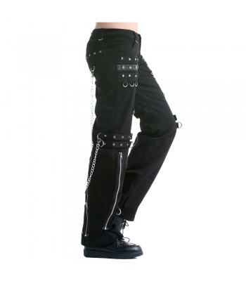 Men Gothic Black Zipper Pant Black Gothic Chained Pant Cotton Pant Cotton